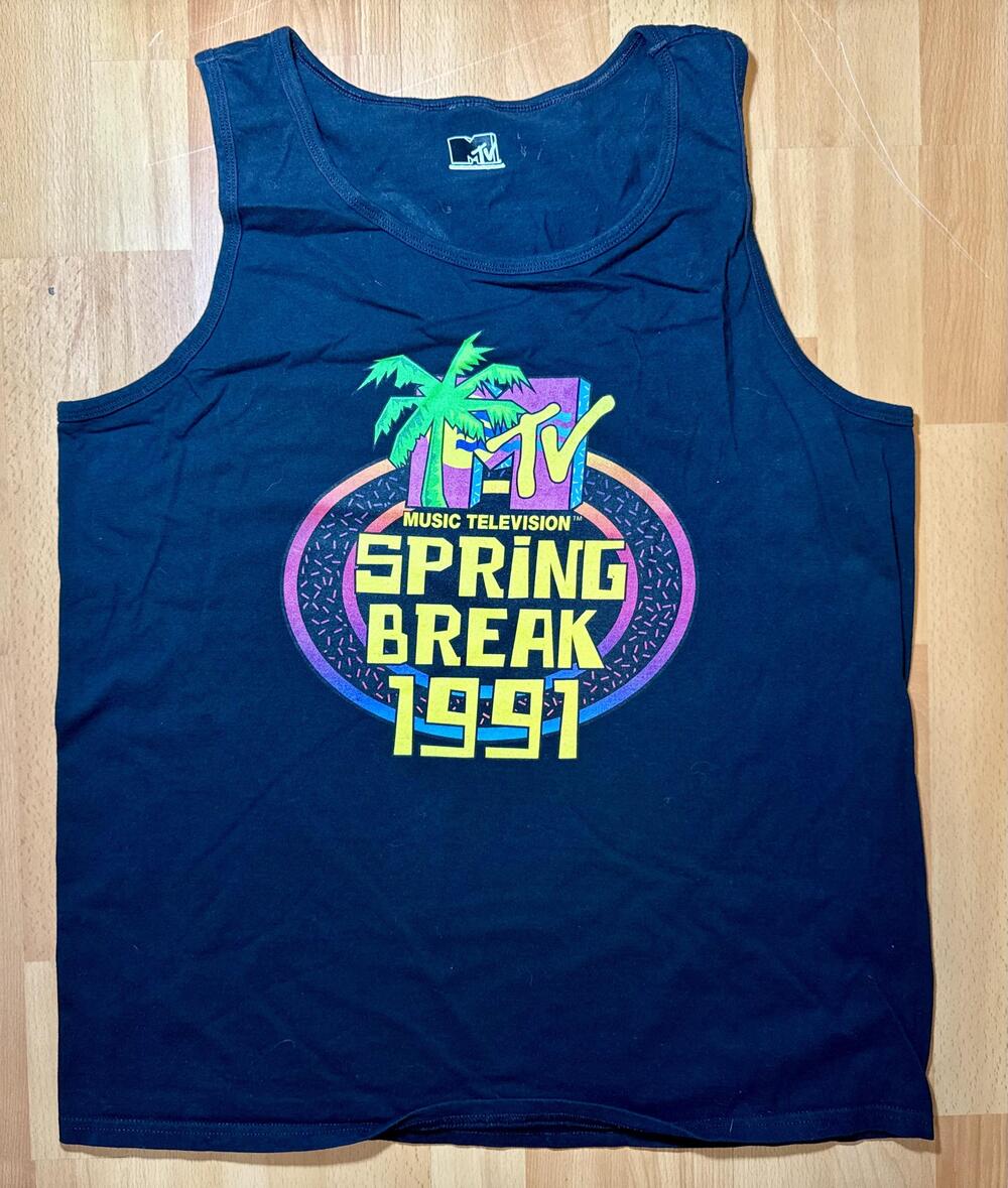 Vintage MTV Shirt Mens Large Spring Break 1991 Tank Top Music Television 90s